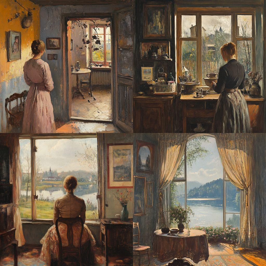 Harriet Backer style, Midjourney V6.1, render 1 of 4