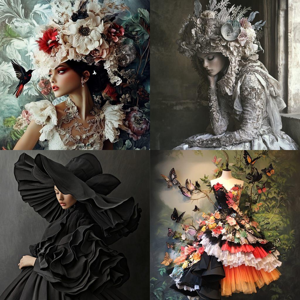 Haute couture fashion style, Midjourney V6.1, render 1 of 4