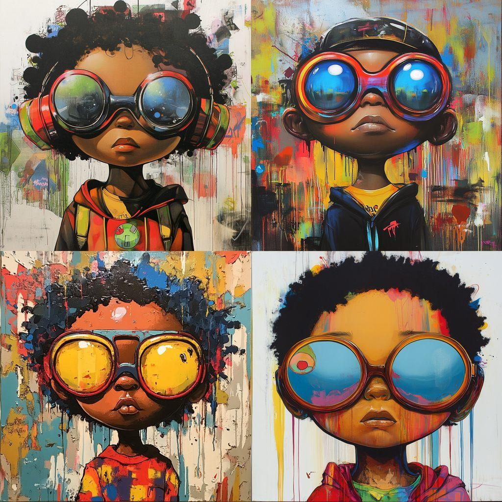 Hebru Brantley style, Midjourney V6.1, render 1 of 4