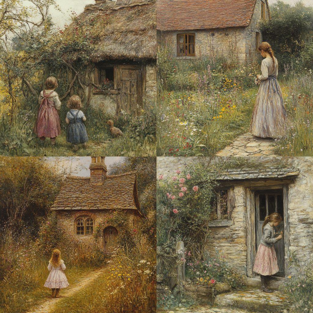 Helen Allingham style, Midjourney V6.1, render 1 of 4