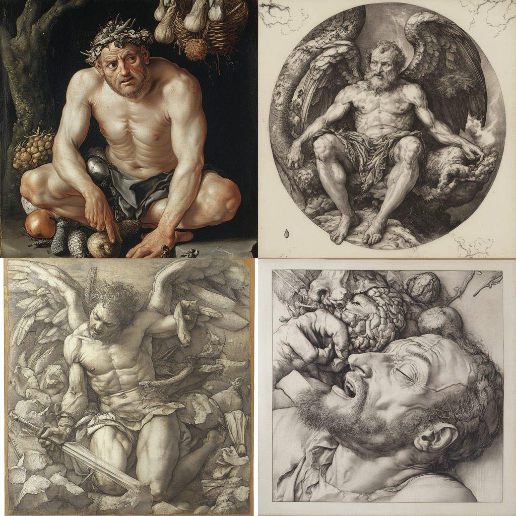 Hendrick Goltzius style, Midjourney V6.1, render 1 of 4