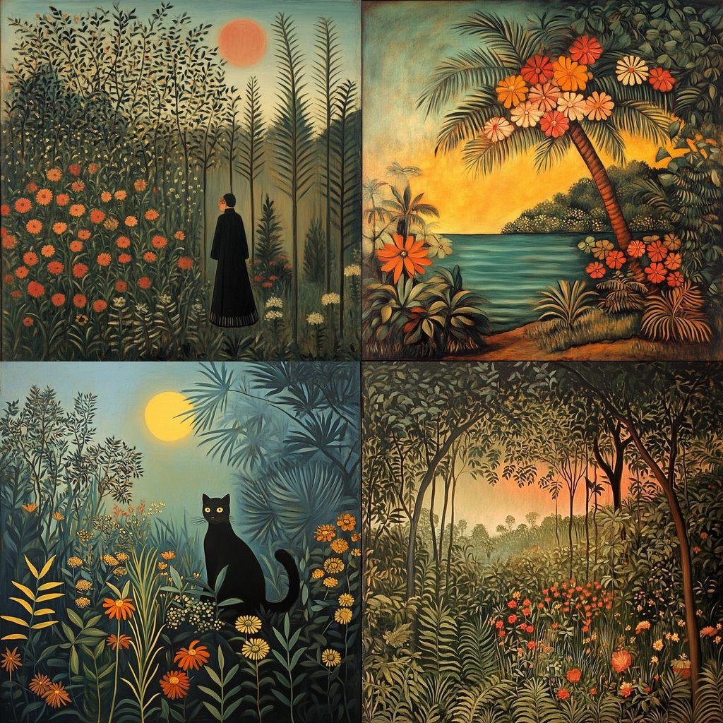 Henri Rousseau style, Midjourney V6.1, render 1 of 4