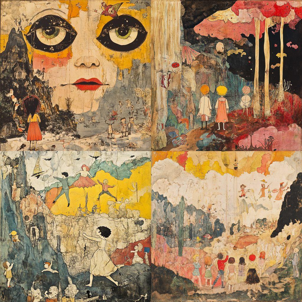 Henry Darger style, Midjourney V6.1, render 1 of 4