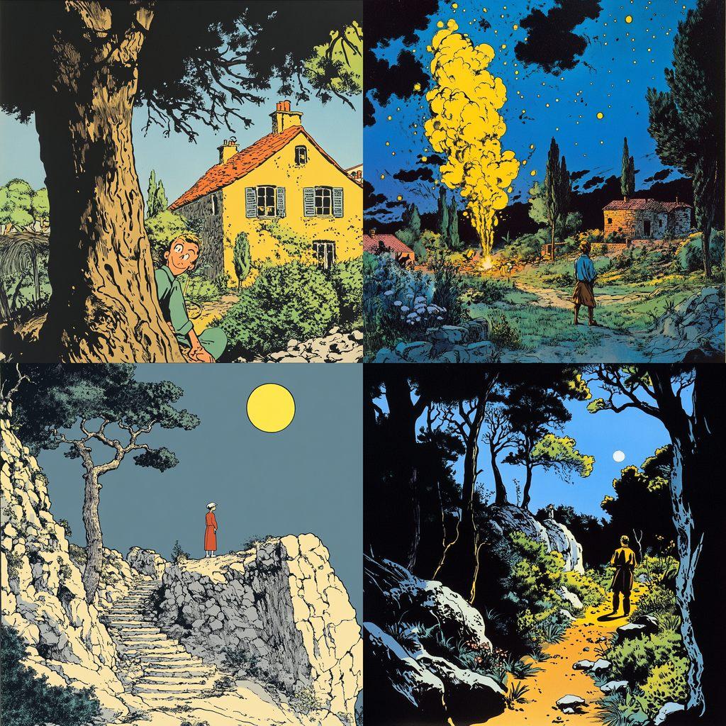 Herge style, Midjourney V6.1, render 1 of 4