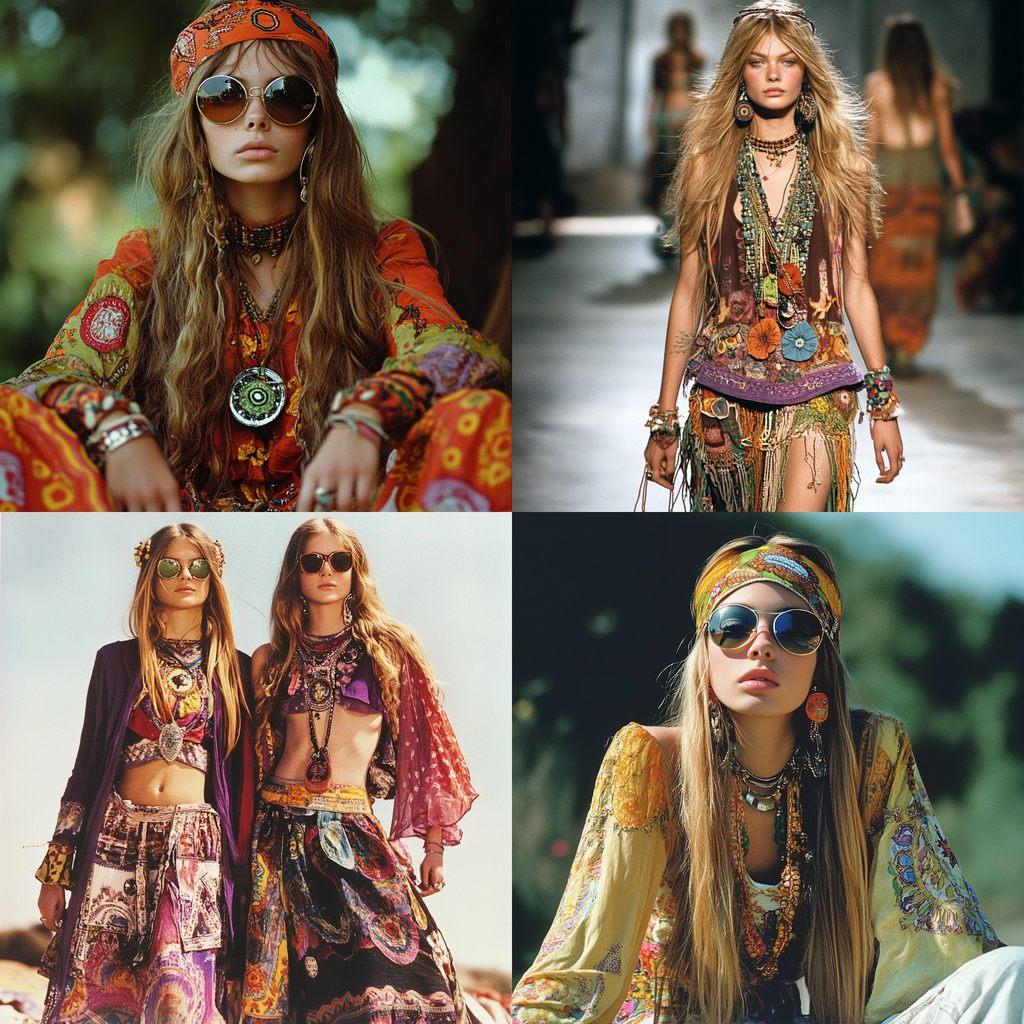 Hippie fashion style, Midjourney V6.1, render 1 of 4