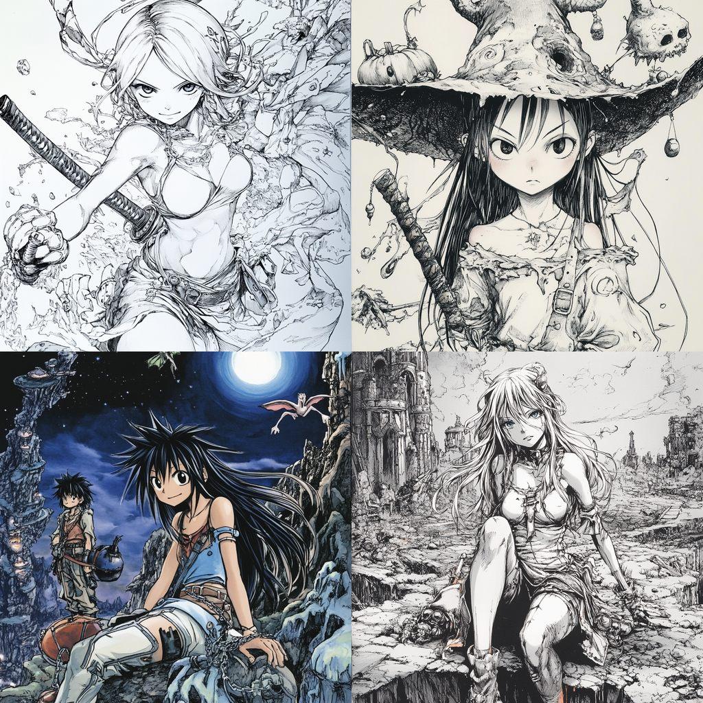 Hiro Mashima style, Midjourney V6.1, render 1 of 4