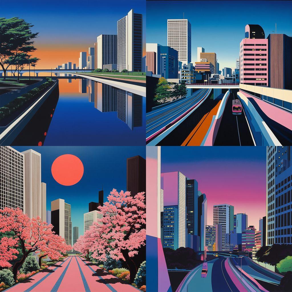 Hiroshi Nagai style, Midjourney V6.1, render 1 of 4