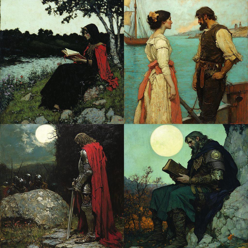 Howard Pyle style, Midjourney V6.1, render 1 of 4