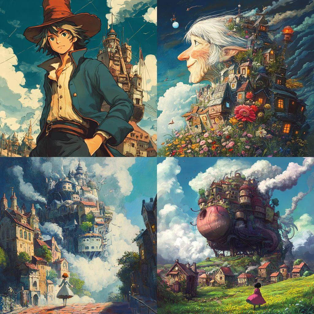 Howl's Moving Castle style, Midjourney V6.1, render 1 of 4