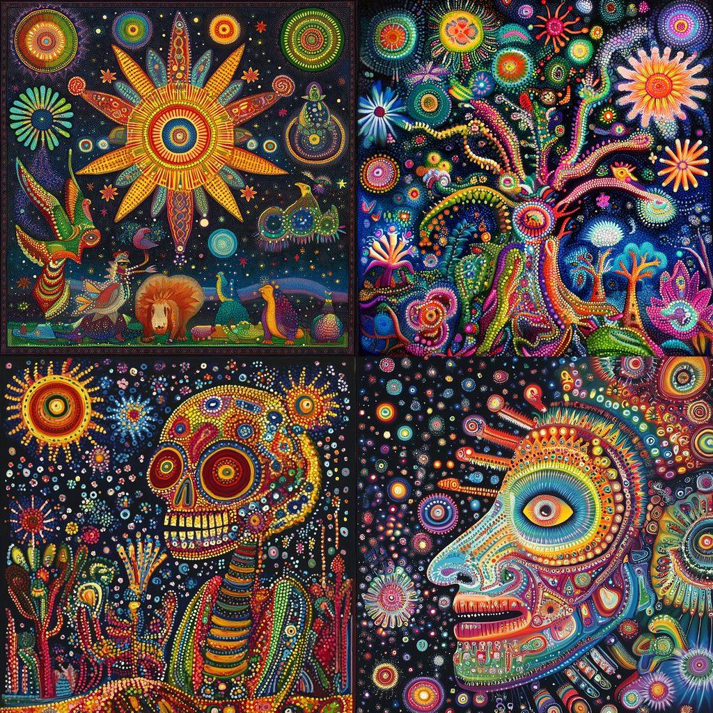 Huichol art style, Midjourney V6.1, render 1 of 4