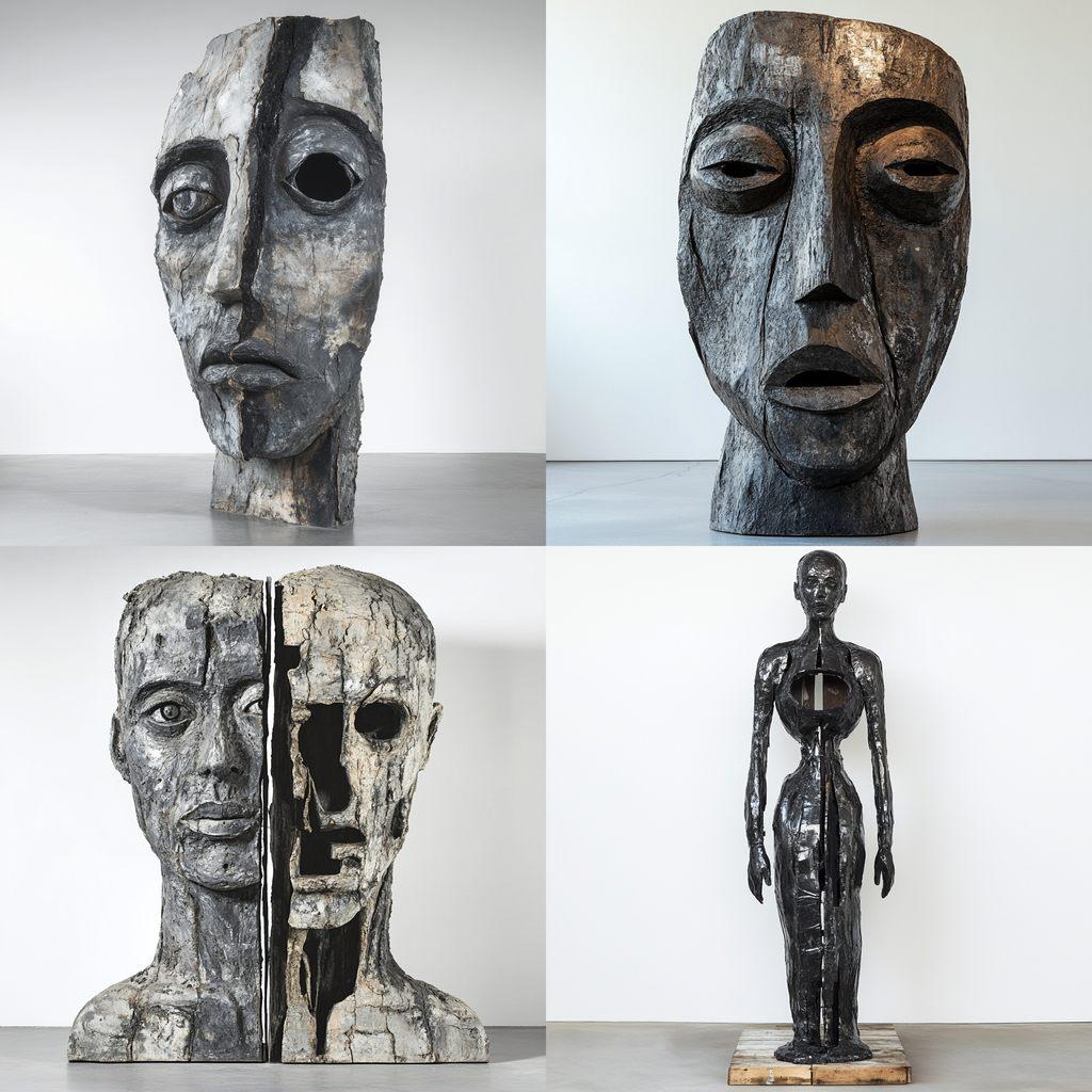 Huma Bhabha style, Midjourney V6.1, render 1 of 4