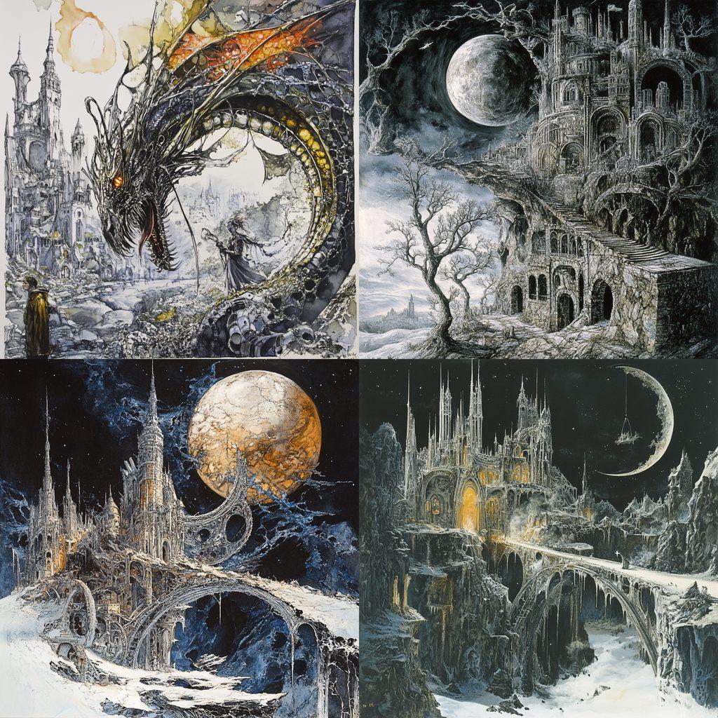 Ian Miller style, Midjourney V6.1, render 1 of 4