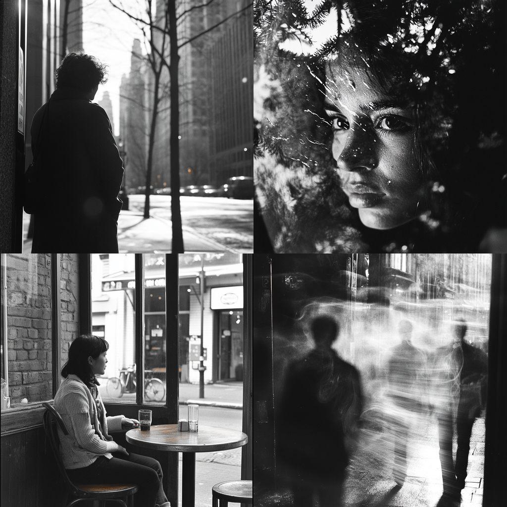 Ilford XP2 400 style, Midjourney V6.1, render 1 of 4
