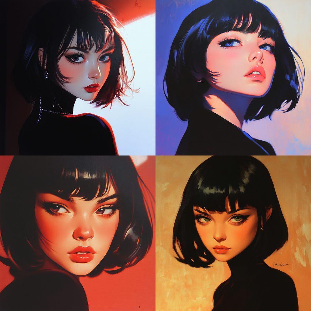 Ilya Kuvshinov style, Midjourney V6.1, render 1 of 4