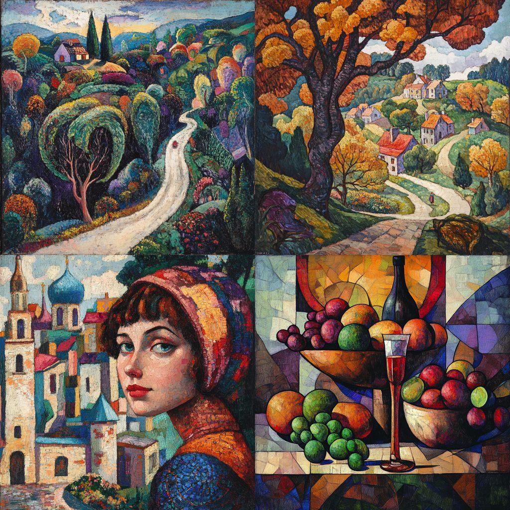Ilya Mashkov style, Midjourney V6.1, render 1 of 4