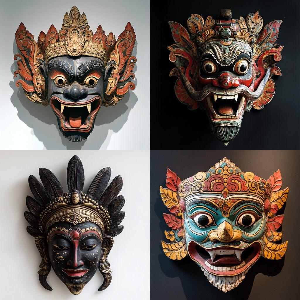 Indonesian mask style, Midjourney V6.1, render 1 of 4