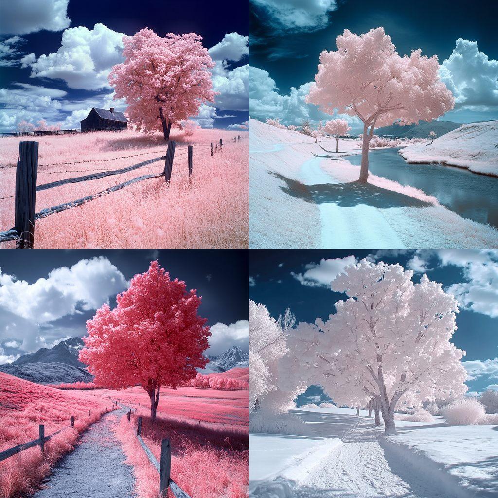 Infrared photography style, Midjourney V6.1, render 1 of 4