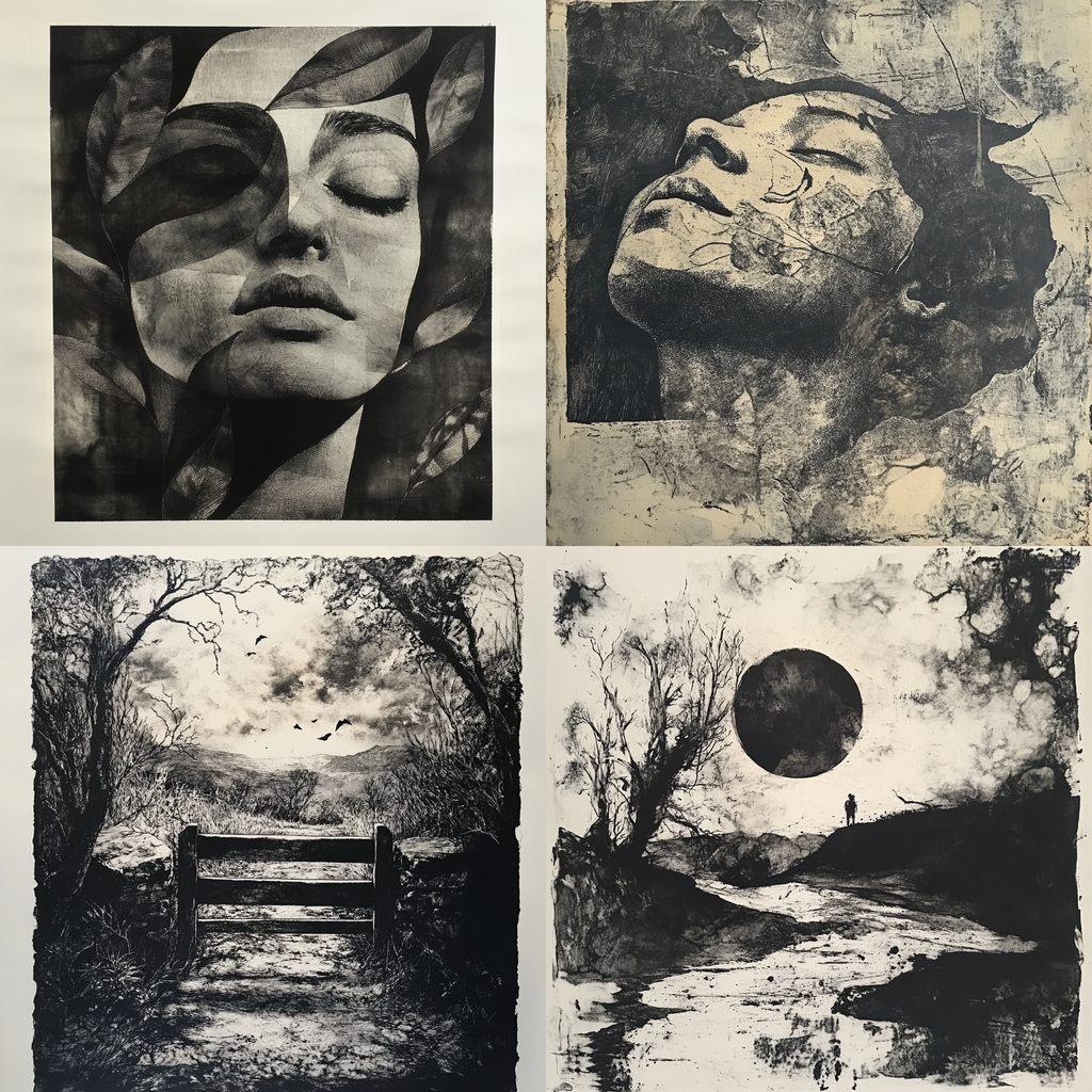 Intaglio print style, Midjourney V6.1, render 1 of 4