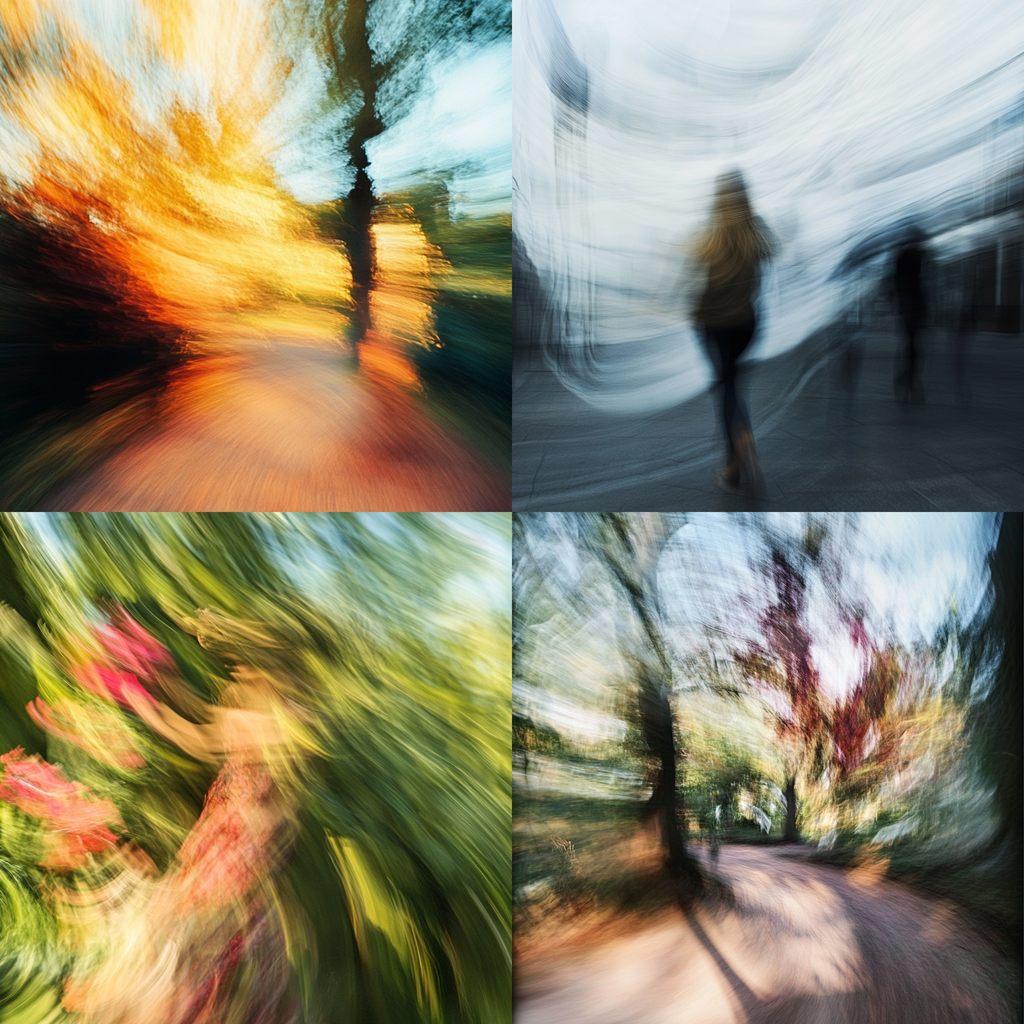 Intentional camera movement style, Midjourney V6.1, render 1 of 4