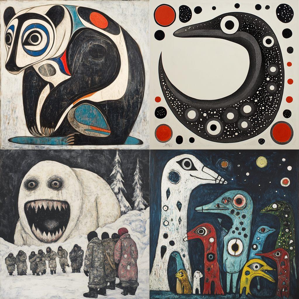 Inuit art style, Midjourney V6.1, render 1 of 4