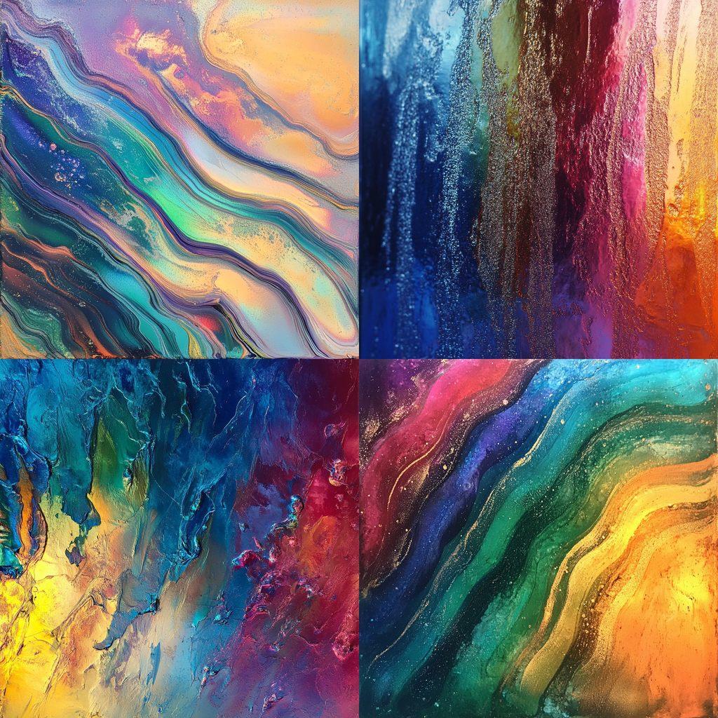Iridescent colors style, Midjourney V6.1, render 1 of 4