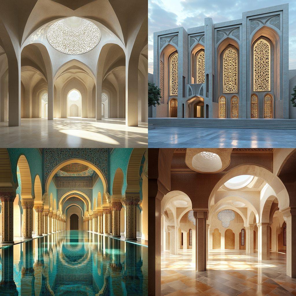 Islamic architecture style, Midjourney V6.1, render 1 of 4
