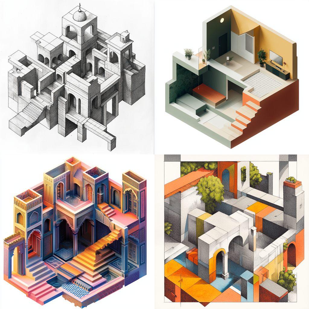 Isometric projection style, Midjourney V6.1, render 1 of 4