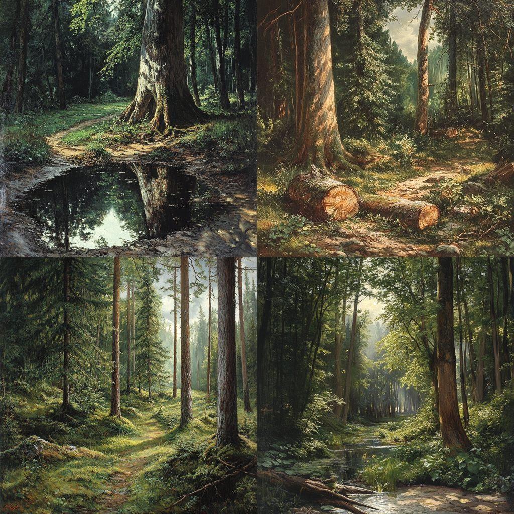 Ivan Shishkin style, Midjourney V6.1, render 1 of 4