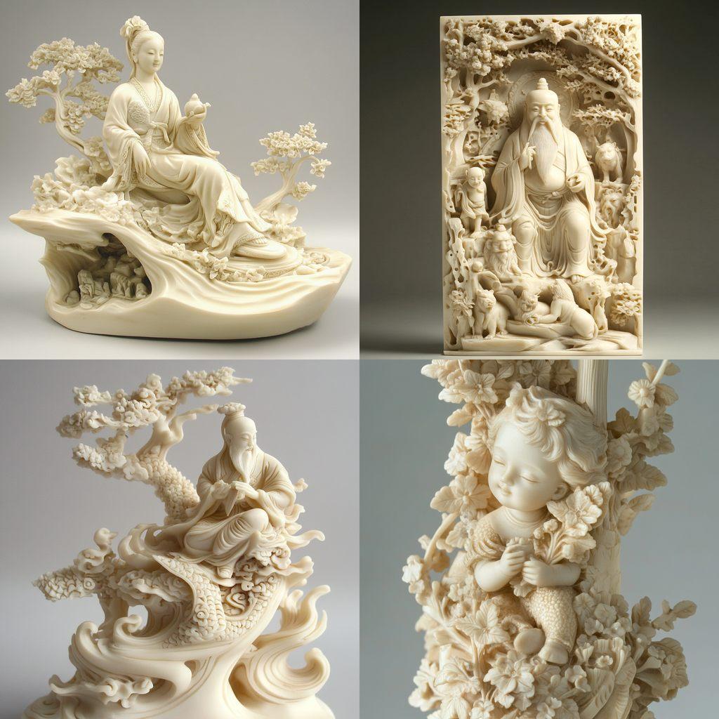 Ivory carving style, Midjourney V6.1, render 1 of 4