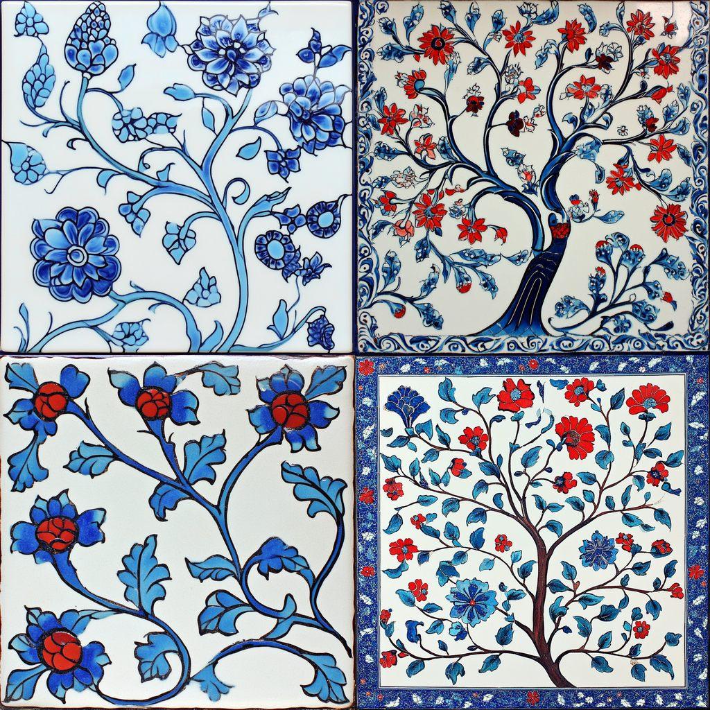 Iznik tiles style, Midjourney V6.1, render 1 of 4