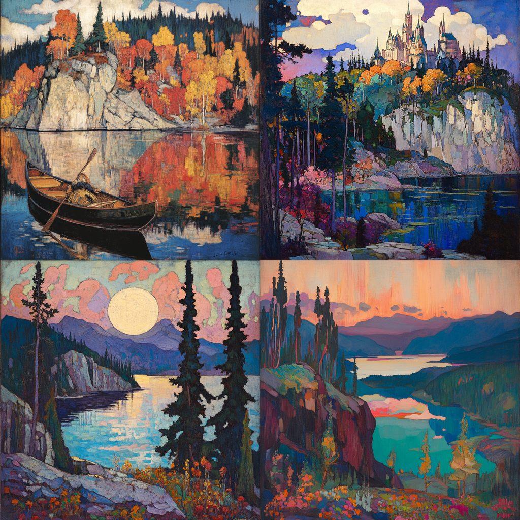 J. E. H. MacDonald style, Midjourney V6.1, render 1 of 4