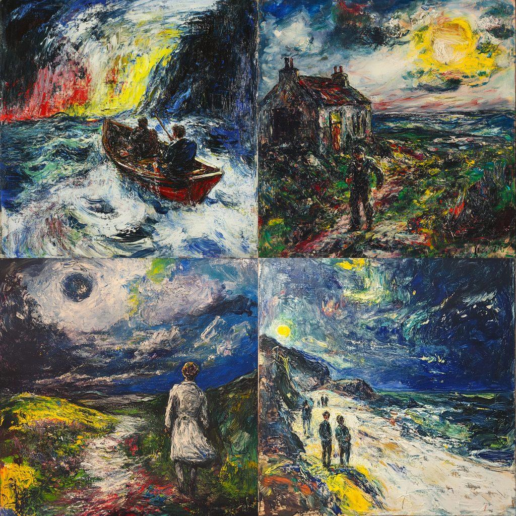Jack Butler Yeats style, Midjourney V6.1, render 1 of 4