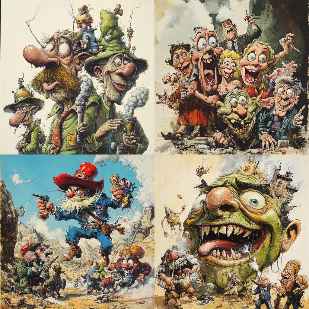 Jack Davis style, Midjourney V6.1, render 1 of 4