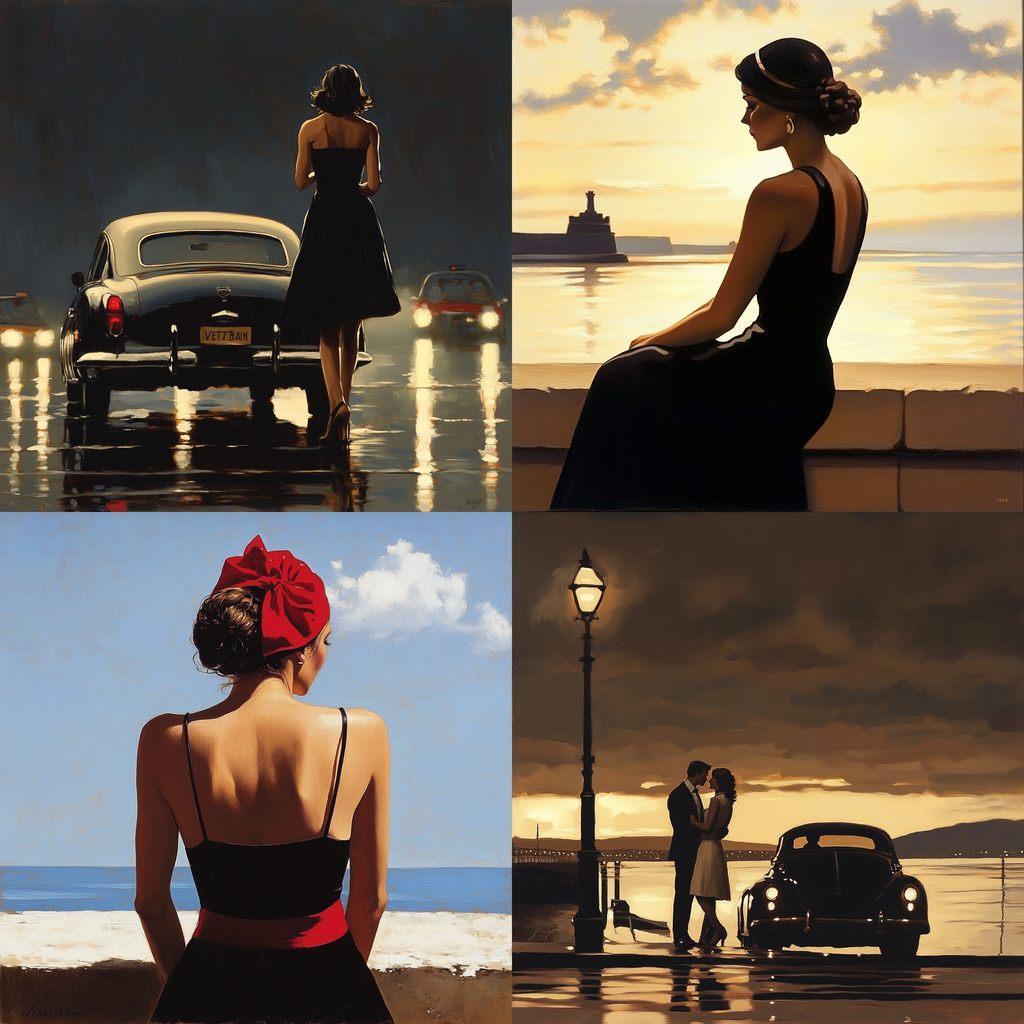 Jack Vettriano style, Midjourney V6.1, render 1 of 4