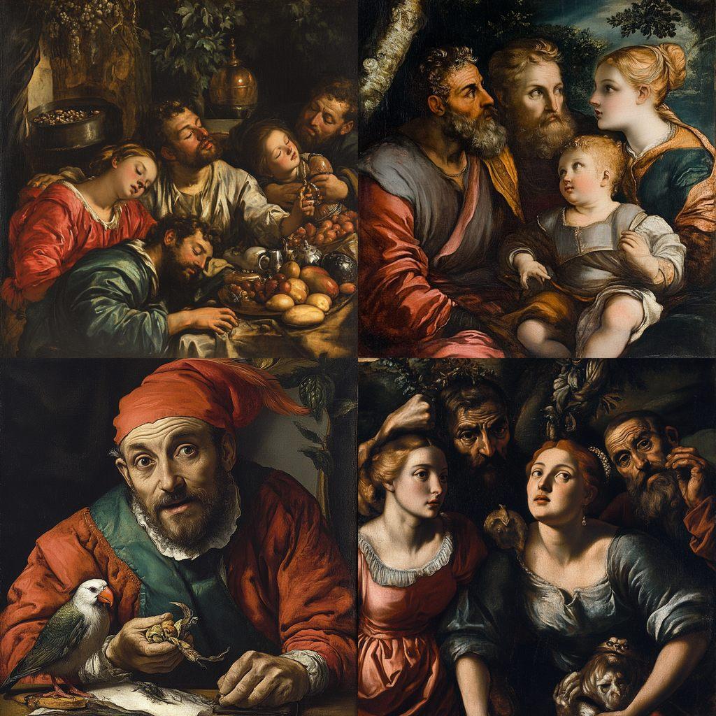 Jacopo Bassano style, Midjourney V6.1, render 1 of 4