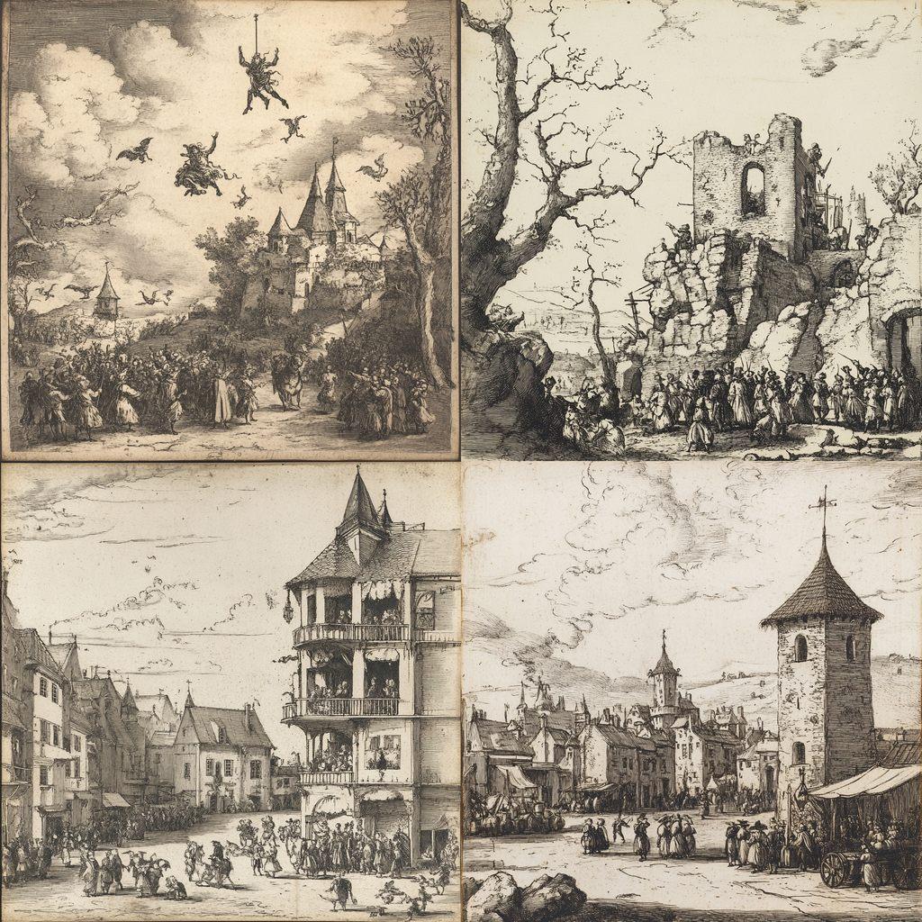 Jacques Callot style, Midjourney V6.1, render 1 of 4