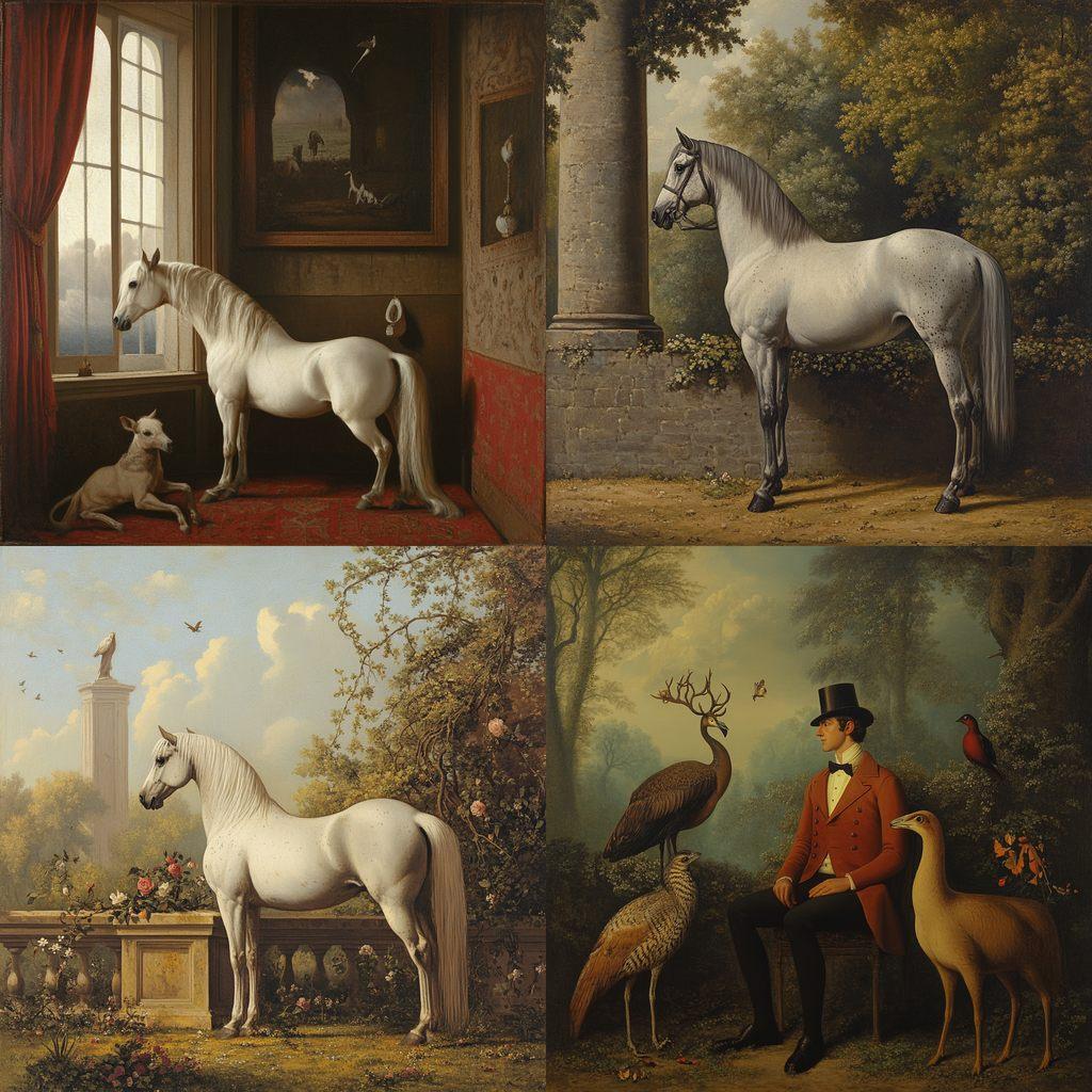 Jacques-Laurent Agasse style, Midjourney V6.1, render 1 of 4