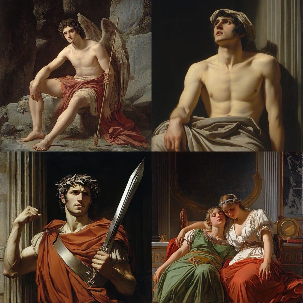 Jacques-Louis David style, Midjourney V6.1, render 1 of 4