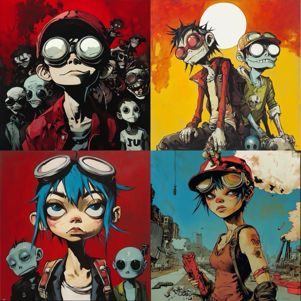 Jamie Hewlett style, Midjourney V6.1, render 1 of 4