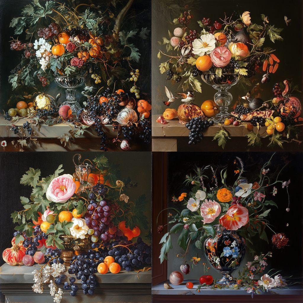 Jan Davidsz de Heem style, Midjourney V6.1, render 1 of 4