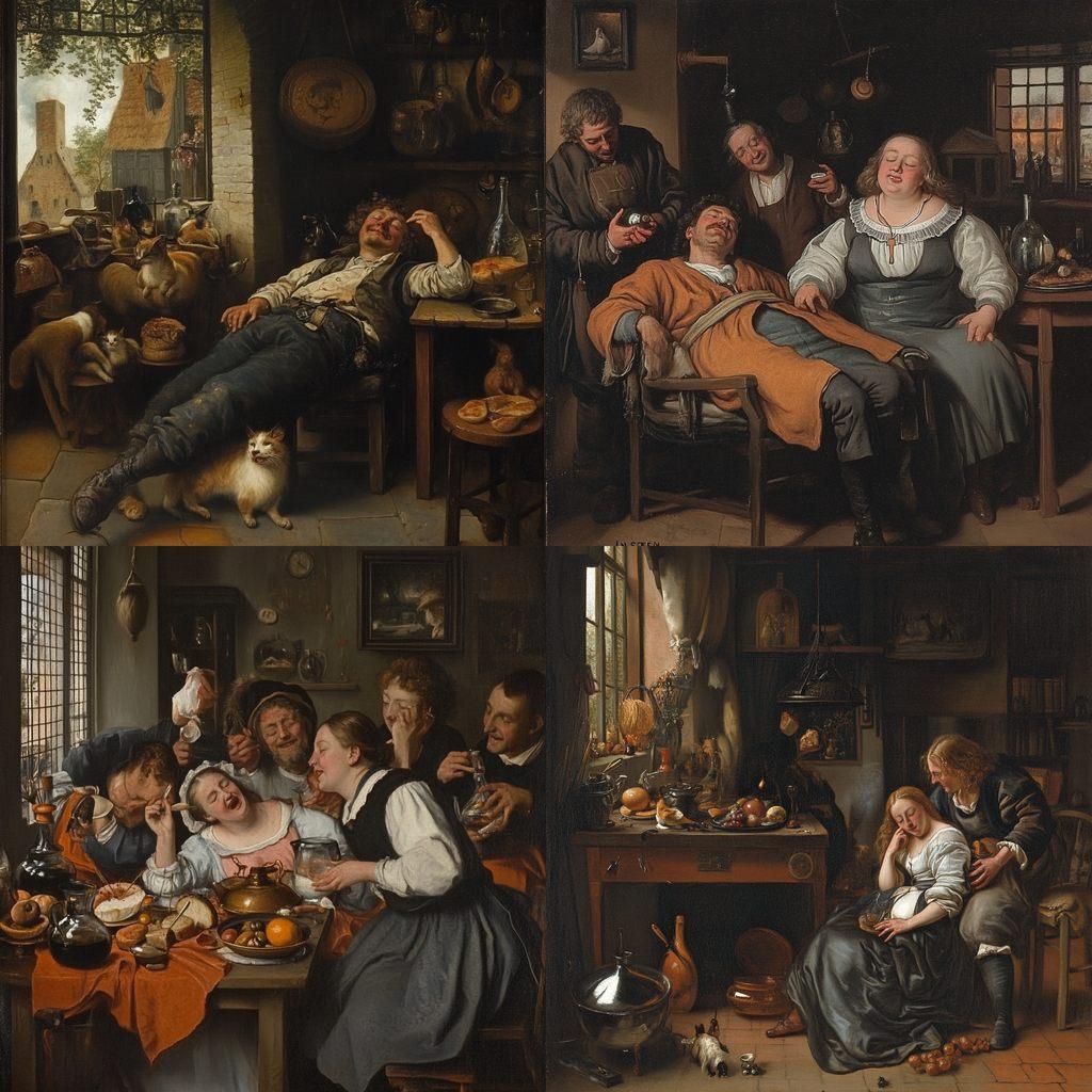 Jan Steen style, Midjourney V6.1, render 1 of 4