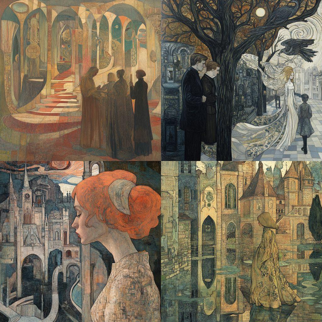 Jan Toorop style, Midjourney V6.1, render 1 of 4