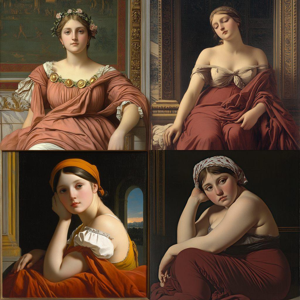 Jean Auguste Dominique Ingres style, Midjourney V6.1, render 1 of 4