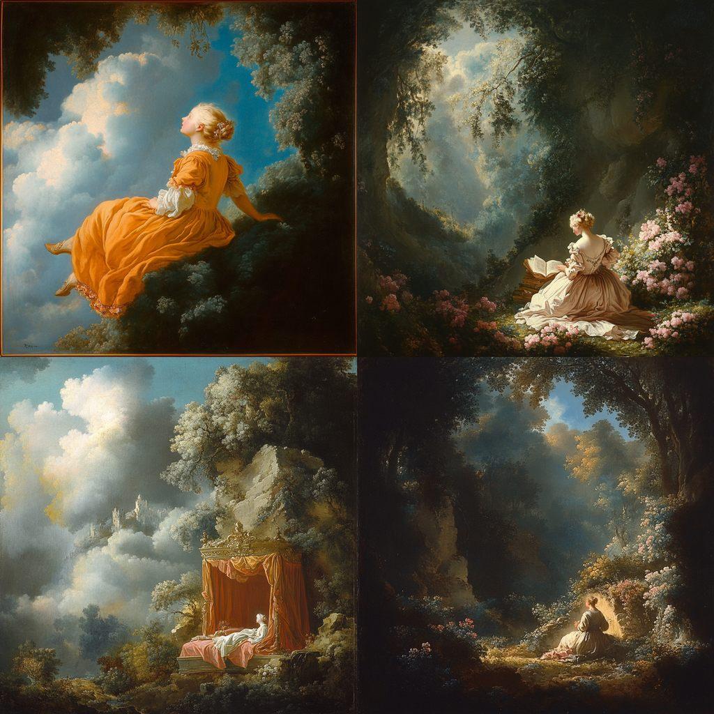 Jean-Honore Fragonard style, Midjourney V6.1, render 1 of 4