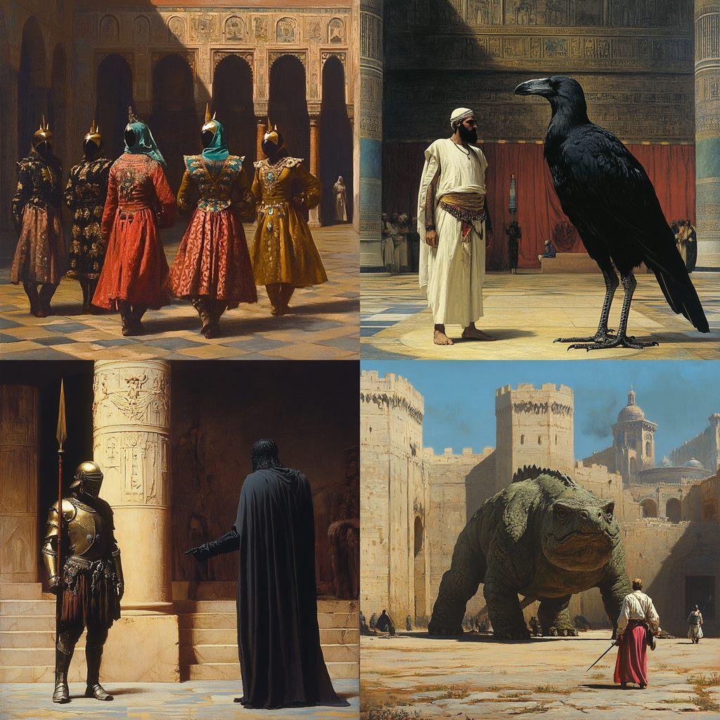 Jean-Leon Gerome style, Midjourney V6.1, render 1 of 4
