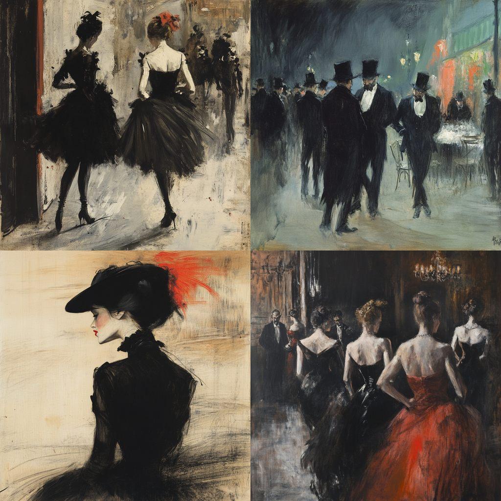 Jean-Louis Forain style, Midjourney V6.1, render 1 of 4