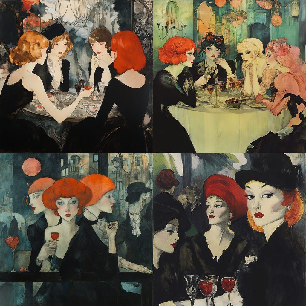Jeanne Mammen style, Midjourney V6.1, render 1 of 4