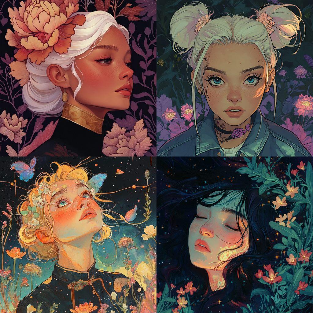 Jen Bartel style, Midjourney V6.1, render 1 of 4