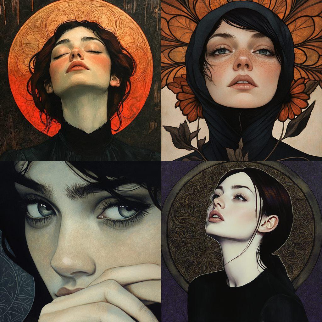 Jenny Frison style, Midjourney V6.1, render 1 of 4