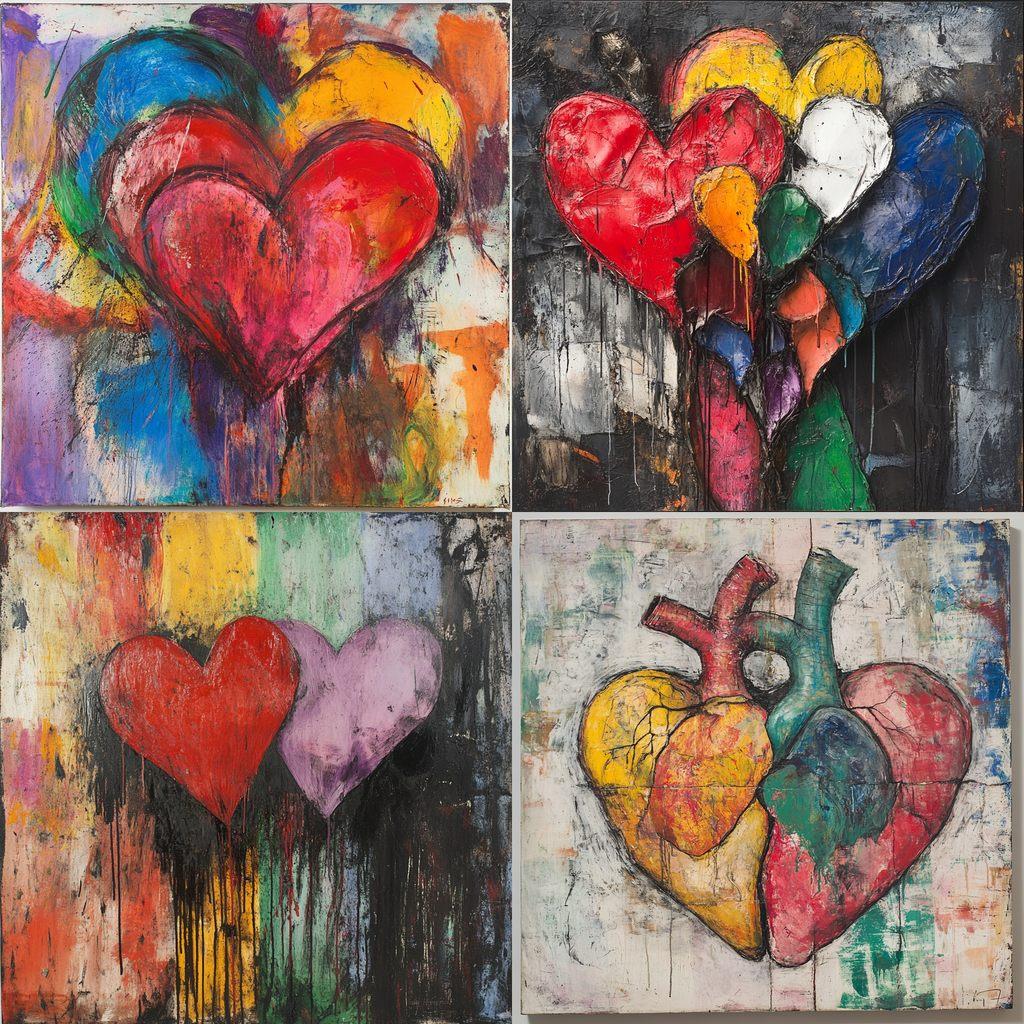 Jim Dine style, Midjourney V6.1, render 1 of 4